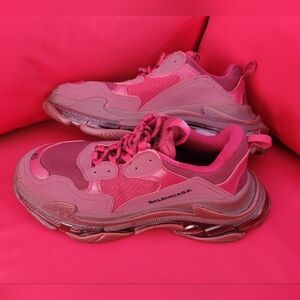 Balenciaga Triple S Men's Platform Sneaker, Dark Red Faded Mesh - Sz 12